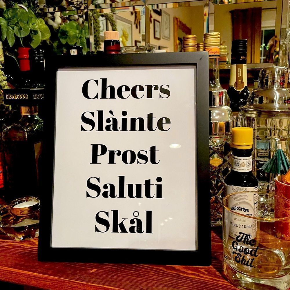 ♥️ Home Bar sign Say cheers 🥂 in several languages! Toast to health and wealth!